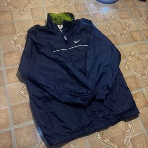 Vintage 90s Nike Windbreaker - Navy/Lime Green - Size L (Y)